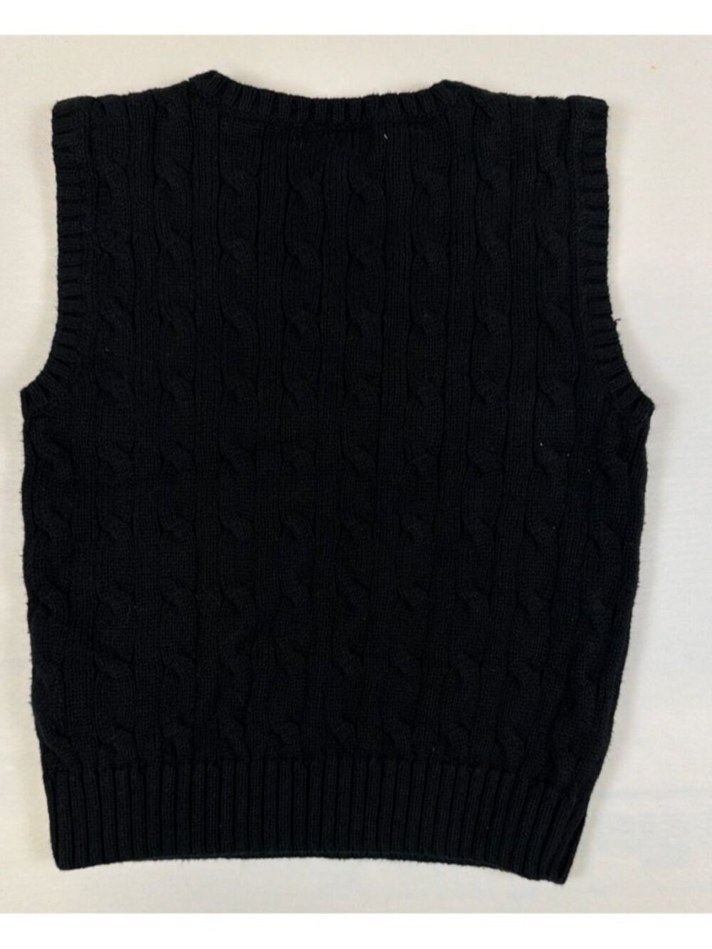 Polo Ralph Lauren Toddler 4T Black Cable Knit V-Neck Sweater Vest Retro Cotton - Picture 2 of 4